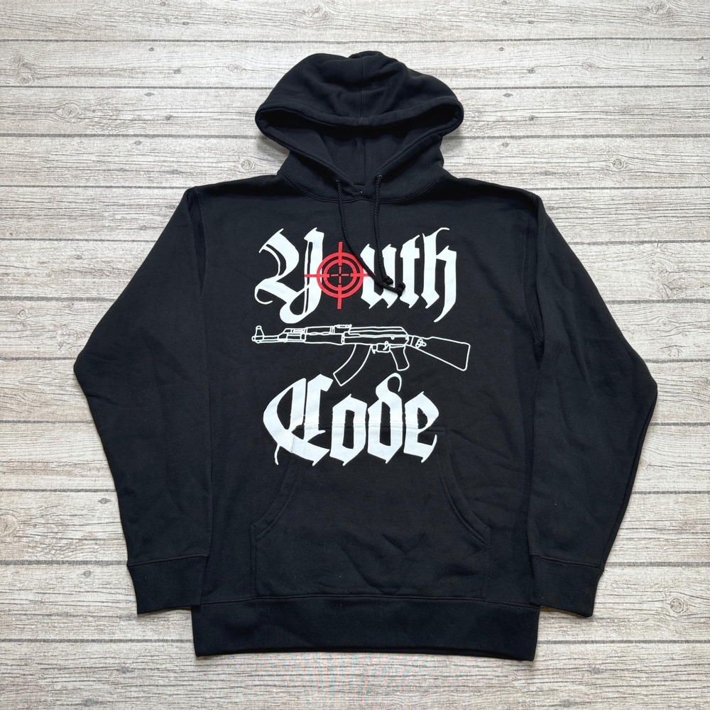 Independent Youth Code Hoodie Men's Medium Black Loose Fit Gothic Streetwear Y2K